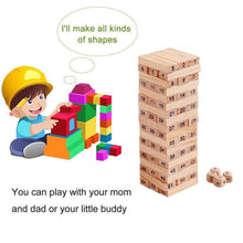 54 Pcs Blocks 4 Dices Wooden Tumbling Stacking Building - Goyaldeal.com