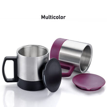 Stainless Steel Coffee/Tea Cup, Stainless Steel Lid Cover Hot Coffee/Tea Mug Hot Insulated Double Wall Stainless Steel, Coffee and Milk Cup with Lid & Handle Easy To Carry - Coffee Cup (1 Pc) - Goyaldeal.com