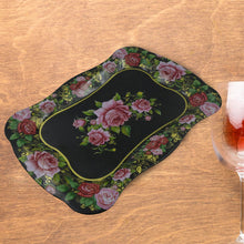 Stainless Steel Serving Tray With Flower Printed Rectangle Premium Dining Table Plate (18 x 8.5 Inch / 1 Pc) - Goyaldeal.com