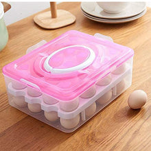 2Layer, 32 Grid Egg Tray with Lid Egg Carrier Holder for Refrigerator, Camping Food Storage Container with Handle (1 Pc ) - Goyaldeal.com