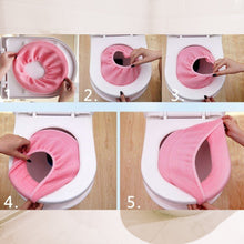 Bathroom Soft Thicker Warmer Stretchable Washable Cloth Toilet Seat Cover (1pc) - Goyaldeal.com