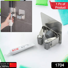 Stainless Steel Mop Broom Holder Organizer, With Glue 6gm Adhesive Wall Mounted Mop Organizer Storage Rack Clip Heavy Duty Broom Hanger for Laundry Room Garden Tool Holder Bathroom Accessories (1 Pc) - Goyaldeal.com