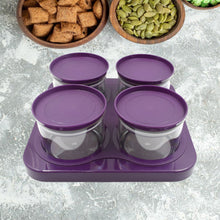 Airtight Plastic 4 Pc Storage Container Set, With Tray Dry Fruit Plastic Storage Container Tray Set With Lid & Serving Tray For Kitchen - Goyaldeal.com