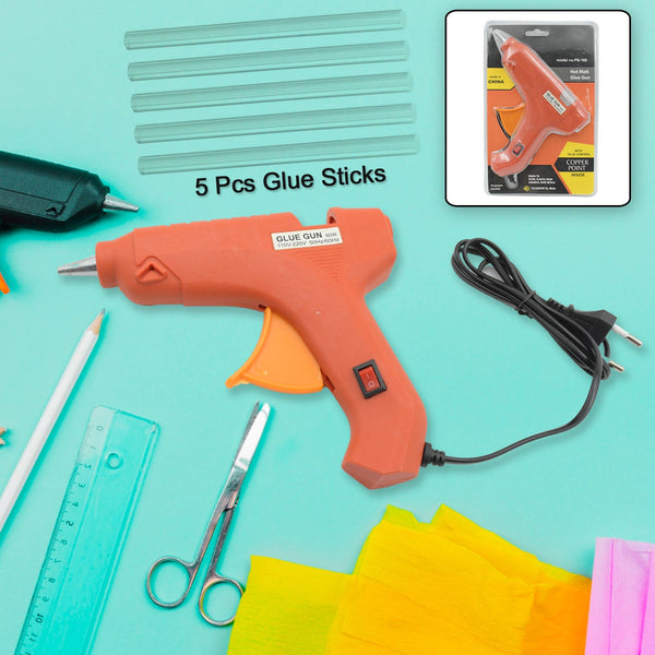 Professional 60 Watt Hot Melt Glue Gun with 5 Glue Sticks & On/Off Switch - Goyaldeal.com