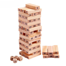 54 Pcs Blocks 4 Dices Wooden Tumbling Stacking Building - Goyaldeal.com