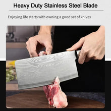 Stainless Steel Chef Damascus Cleaver Vegetable Knife with Plastic Handle & Cover, Multipurpose Use for Kitchen or Restaurant (12 Inch) - Goyaldeal.com