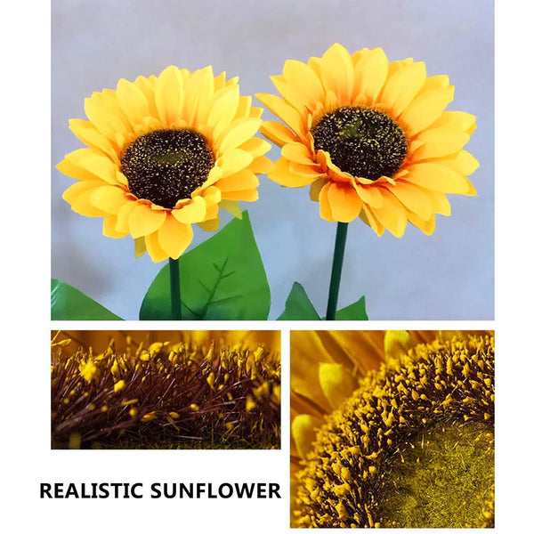 2 Pc Outdoor Solar Sunflower Lights Intelligent Light Control Waterproof Garden Landscape Stake Light - Goyaldeal.com