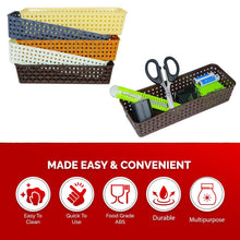 Plastic Multipurpose Desk Organizer Tray Office Drawer Dividers Storage Bins for Kitchen, Bathroom, Office, Makeup, Bedroom Dresser, Craft Basket Rack Multicolour (6 Pcs Set) - Goyaldeal.com