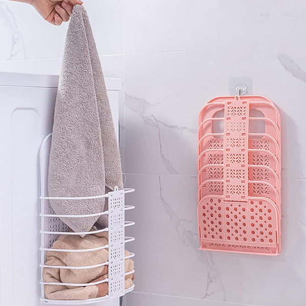Wall Hanging Laundry Basket Clothes Hanger Dirty Hamper Clothes Storage Hook Clothes Rails for Laundry Washing Machine Bathroom Kids Dirty Clothes Storage Hanger (1 Pc) - Goyaldeal.com