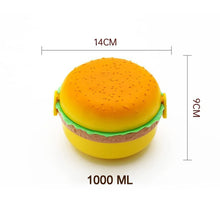 Burger Shape Lunch Box – Double Layer 1000ml Food Container with 2 Spoons for Kids - Goyaldeal.com