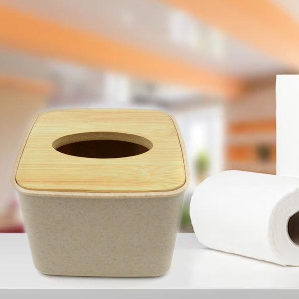 Tissue Box Desktop Stand Bamboo Tissue Cover Box Rectangular Paper Towel Holder Removable Tissue Dispenser for Bathroom Vanity Countertop Bedroom Car Holder Paper Towels Dispenser (1 Pc ) - Goyaldeal.com