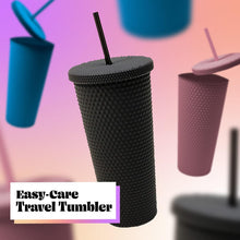 Reusable Studded Tumbler with Straw & Leak Proof Lid (1 Pc, Mix Colors) - Goyaldeal.com