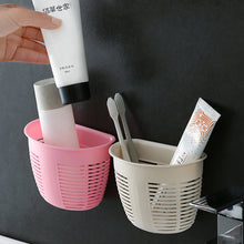 Hanging Plastic Storage Basket, Adhesive Wall Mounted Organizer Box Make Up Holder Shelf Bathroom Wall Basket Punch Free Drain Basket for Kitchen Bathroom, Wall Type Storage Basket (1 Pc) - Goyaldeal.com