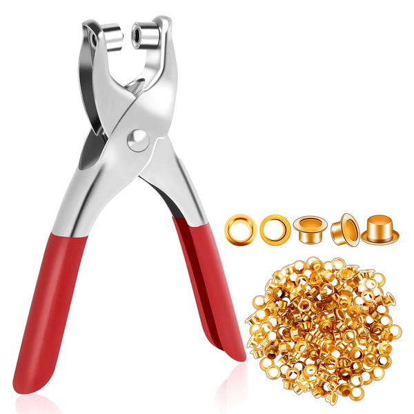 Grommet Setting Tool with 25 PCS Gold Eyelets Grommets Steel Hole Punch Setter Kit for Leather, Canvas, All Fabrics Men and Women Clothes, Shoes, Belts, Crafts - Goyaldeal.com