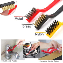Mini Wire Brush Set - Brass, Nylon, Steel for Cleaning & Rust Removal (3 Pcs Set) - Goyaldeal.com
