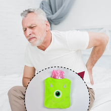 Green One-Eyed Monster Print Small Hot Water Bag with Cover for Pain Relief - Goyaldeal.com