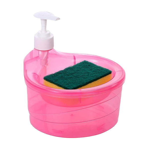 2-in-1 Double Layer Liquid Soap Dispenser with Pump & Sponge – Practical Kitchen & Hotel Sink Soap Pump Bottle (Rectangle) - Goyaldeal.com