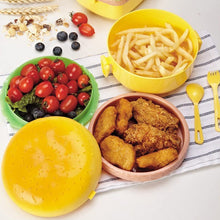 Burger Shape Lunch Box – Double Layer 1000ml Food Container with 2 Spoons for Kids - Goyaldeal.com