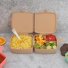 Double-Layer Square Lunch Box with  Spoon , 4 Compartment Tiffin & Push Lock , Plastic Tiffin Box for Travelling, School Kids & Office Exclusive, Home - Goyaldeal.com