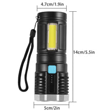 Multifunctional Strong 4 LED Torch Light, Portable Rechargeable Flashlight Long Distance Beam Range 800 Lumens COB Light 4 Mode Emergency for Hiking, Walking, Camping (4 LED Torch) - Goyaldeal.com