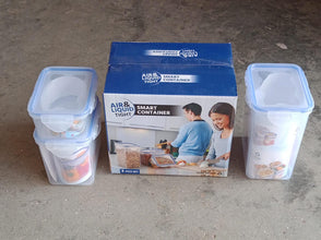 Classics Rectangular Plastic Airtight Food Storage Containers with Leak Proof Locking Lid Storage container set of 3 Pc( Approx Capacity 500ml,1000ml,1500ml, Transparent) - Goyaldeal.com