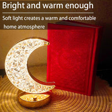Crystal Table Lamp | Moon Shape Touch Control Lamp with 3 Color | Metal Bedside Lamp for Kids Bedroom Romantic Desktop Nightstand | Stepless Dimming USB Charging Touch Night Light - Goyaldeal.com