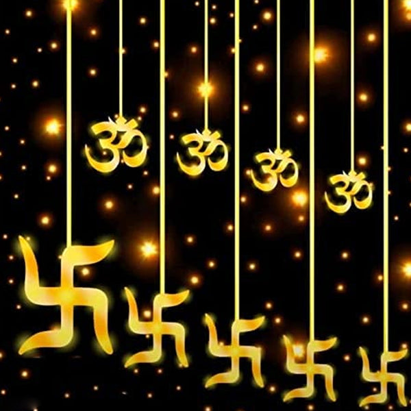 Swastik om Curtain Decorative Lights, String Lights with 12 Hanging Props138 LED, Diwali Decoration Items for Home Decor, Night Light, Room Lights for Bedroom, Balcony Decor. - Goyaldeal.com