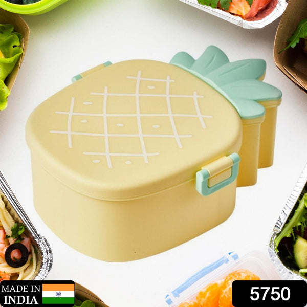 Kids Lunch Box Cute Pineapple Shaped Bento Box with Fork Spoon Snack Container Microwave Portable Office Lunch Box (1 Pc / With Spoon & Fork) - Goyaldeal.com
