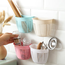 Hanging Plastic Storage Basket, Adhesive Wall Mounted Organizer Box Make Up Holder Shelf Bathroom Wall Basket Punch Free Drain Basket for Kitchen Bathroom, Wall Type Storage Basket (1 Pc) - Goyaldeal.com