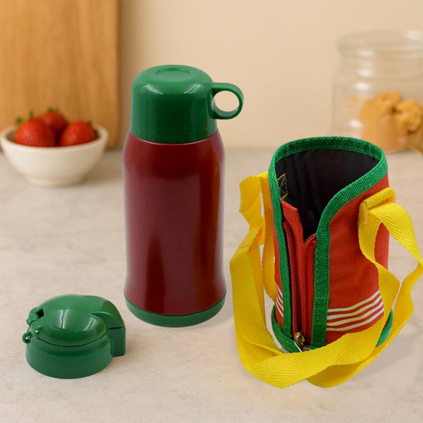 Premium Stainless Steel Insulated Sipper Bottle Print Water FlaskCartoon Vacuum Hot Cold For Kids / Travelling Water Bottle for Kids with  up Straw,  Double Wall Thermos with Straw & Bottle Zippe Cover For office/Gym/School (550 ML) - Goyaldeal.com