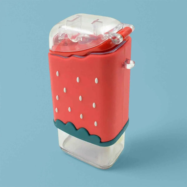 Portable Cute Water Bottle for Kids, Unique Ice Cream Shape water cup, sicle Shaped Plastic Kettle with Straw, Adjustable Shoulder Strap, BPA free, Leakproof (300 ML)