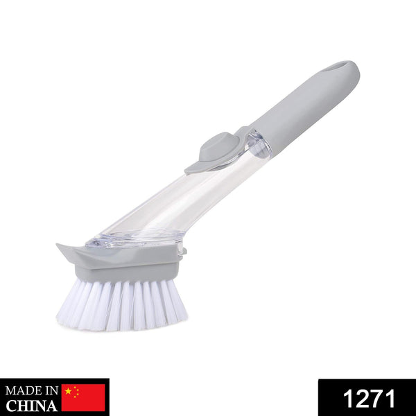 Home & Kitchen Cleaning Brushes, Scrubber, Soap Dispenser Scrub Brush for Pans Pots and Bathtub Sink (2 In 1) - Goyaldeal.com