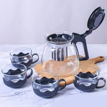 Flame Proof Glass Kettle & Cup Set With Strainer High Quality Kettle Set For Home & Café Use  (4 Cup & 1 Kettle) (24 Pc MOQ) - Goyaldeal.com