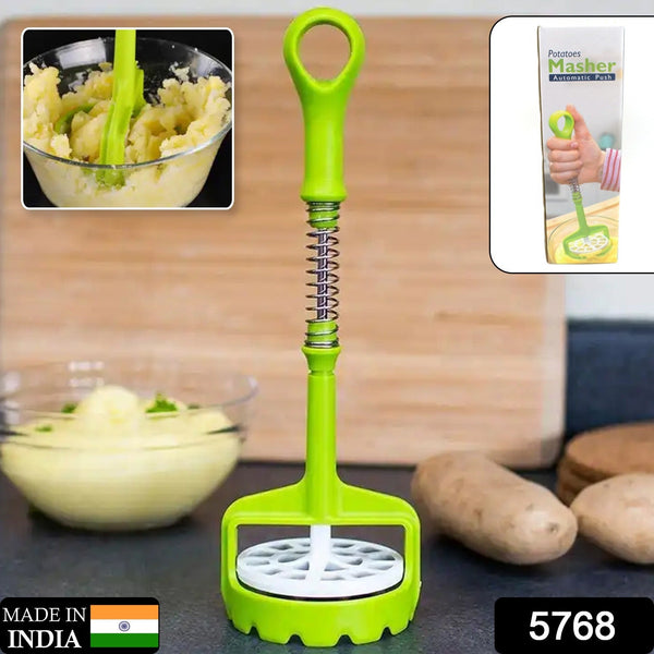 Multi Functional One-Handed Plastic Manual Mashed Potatoes Masher, Mash Sweet Potato Masher with Comfort Grip and Stainless-Steel Spring Design for Nonstick Pans (1 Pc) - Goyaldeal.com