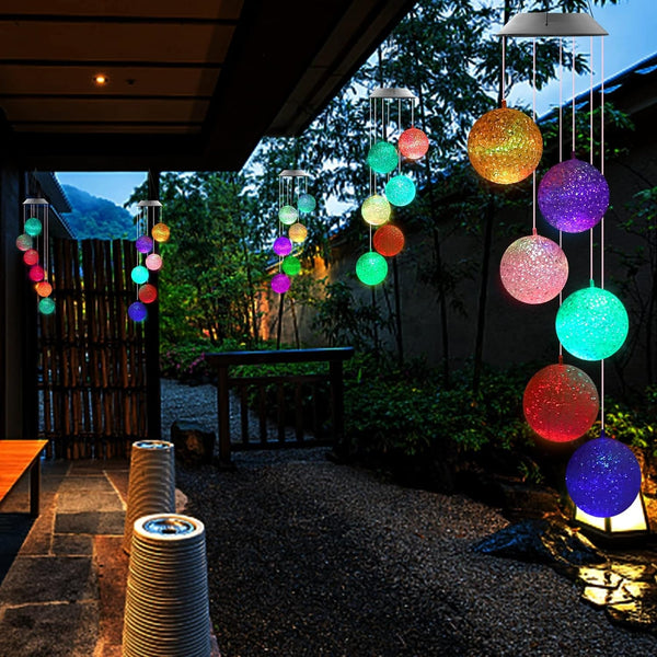 Solar Crystal Ball Color Changing Solar Powered LED Hanging Light for Patio Yard Garden Home Outdoor Night Decor, Gifts - Goyaldeal.com