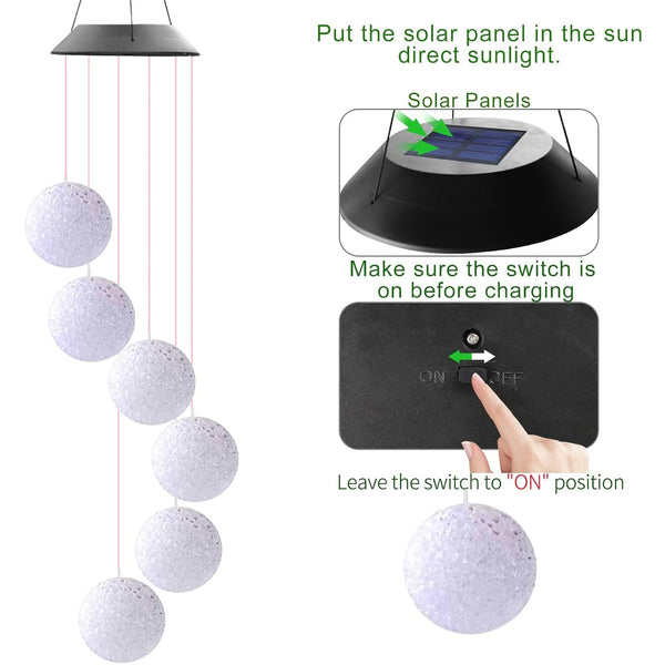 Solar Crystal Ball , Color Changing Solar Powered LED Hanging Light Mobile for Patio Yard Garden Home Outdoor Night Decor, Gifts - Goyaldeal.com
