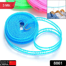 3 Meter Anti-Slip Clothesline Rope - Nylon, Hooks, Indoor/Outdoor - Goyaldeal.com