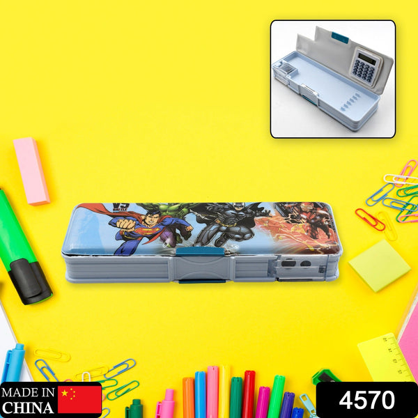 Double Sided Magnetic Geometry Box, Pencil Box with Calculator and Sharpener for Boys Art Plastic Pencil Box  for Girls and Boys - Goyaldeal.com