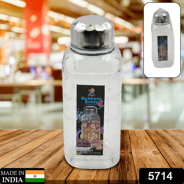 Plastic Transparent Mukhwas Bottle With Steel Cap / Mouth Freshener / Dryfruits Multipurpose Air Tight and BPA Free Kitchen Storage Bottle (1 Pc) - Goyaldeal.com