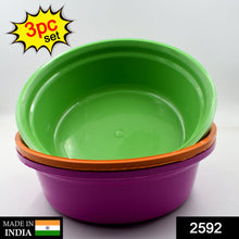 Household Storage Plastic Round Bowl / Tub / Basket / Bucket set - Pack of 3 - Goyaldeal.com