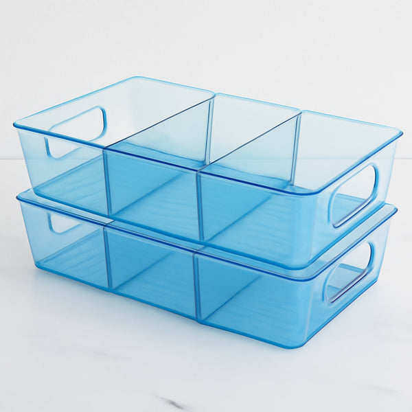 Plastic Refrigerator Organizer Bins, Set Of 2 Stackable Fridge Organizers with Handle, Clear Organizing Food Fruit Vegetables Pantry Storage Bins for Freezer kitchen Cabinet Organization and Storage (2 Pcs Set Mix Color) - Goyaldeal.com