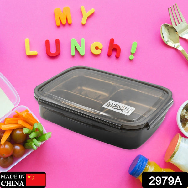 Black Transparent 4 Compartment Lunch Box for Kids and adults, Stainless Steel Lunch Box with 4 Compartments For Office, Travel, School, Home - Goyaldeal.com
