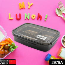 Black Transparent 4 Compartment Lunch Box for Kids and adults, Stainless Steel Lunch Box with 4 Compartments For Office, Travel, School, Home - Goyaldeal.com