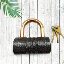 Heavy-Duty Iron Padlock – 82mm Black Spray Lock with Brass Core & 5 Keys, Waterproof & Anti-Theft - Goyaldeal.com