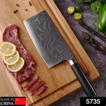 Stainless Steel Chef Damascus Cleaver Vegetable Knife with Plastic Handle & Cover, Multipurpose Use for Kitchen or Restaurant (12 Inch) - Goyaldeal.com