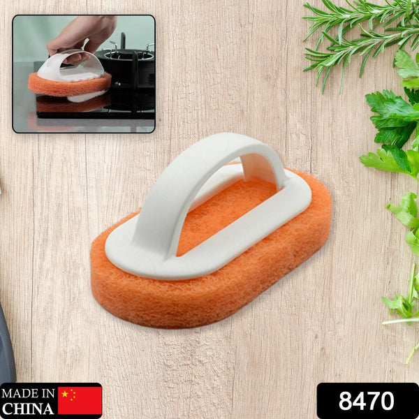 Sponge Kitchen Pot Brush With Handle Reusable And Washable Eraser Cleaner Removal Tool Sink Pot Dish Scrubber Bathroom Decontamination Cleaning Brush Glass Stove Top Cleaners Daily (1 Pc) - Goyaldeal.com