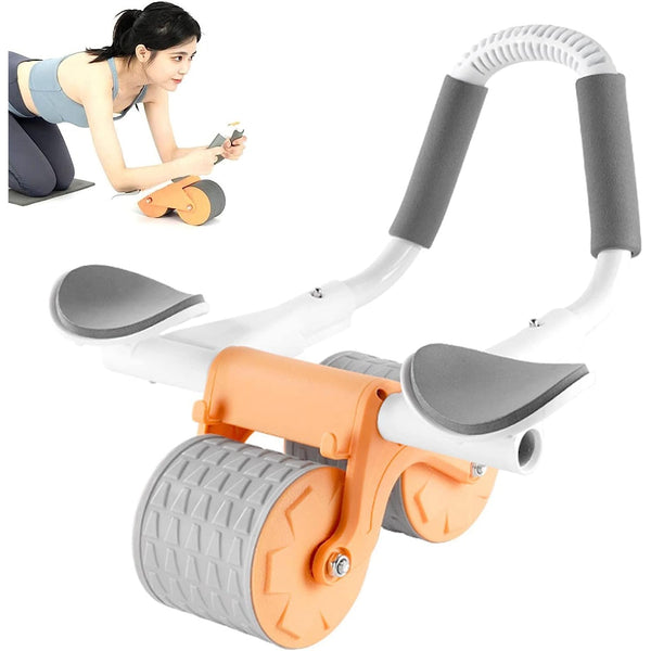 Automatic Rebound Abdominal Wheel, Ab Roller Wheel with Timer Elbow Support for Beginners, Exercise Double Wheel with Knee Mat Holder for Body Fitness Strength Training Home Gym - Goyaldeal.com