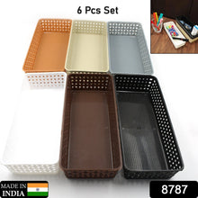 Plastic Multipurpose Desk Organizer Tray Office Drawer Dividers Storage Bins for Kitchen, Bathroom, Office, Makeup, Bedroom Dresser, Craft Basket Rack Multicolour (6 Pcs Set) - Goyaldeal.com