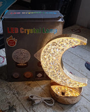 Crystal Table Lamp | Moon Shape Touch Control Lamp with 3 Color | Metal Bedside Lamp for Kids Bedroom Romantic Desktop Nightstand | Stepless Dimming USB Charging Touch Night Light - Goyaldeal.com
