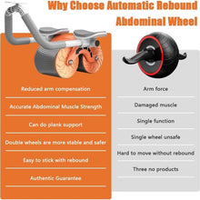 Automatic Rebound Abdominal Wheel, Ab Roller Wheel with Timer Elbow Support for Beginners, Exercise Double Wheel with Knee Mat Holder for Body Fitness Strength Training Home Gym - Goyaldeal.com